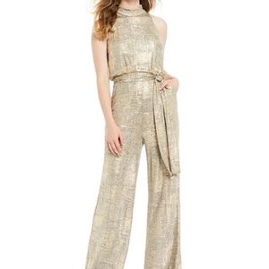 Vince Camuto Gold Sleeveless Jumpsuit